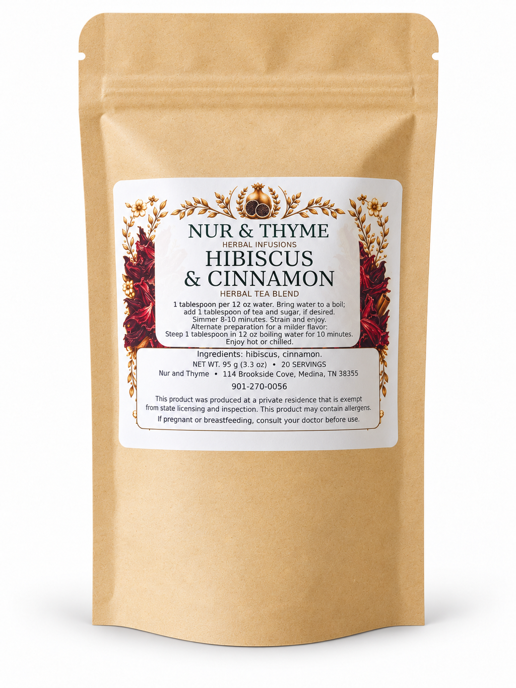Nur & Thyme Hibiscus & Cinnamon Herbal Tea Blend